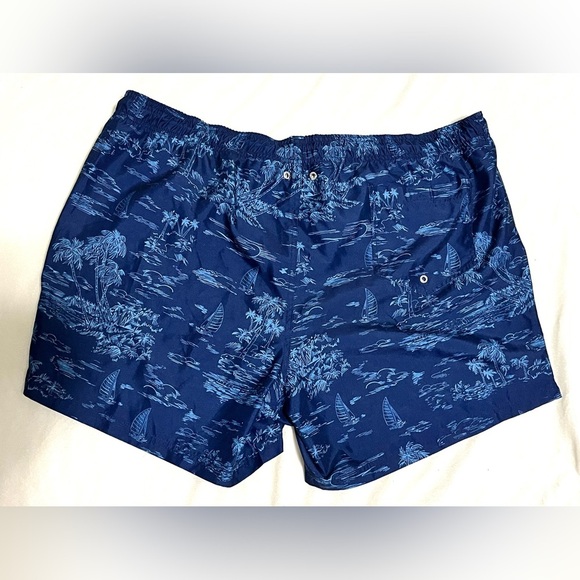Land’s End Blue Tropical Print Men’s Swim Trunks Pockets Shorts Size 3XL 50-52 - Picture 14 of 16
